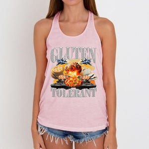 Gluten Tolerant Funny Sarcastic Gluten Tolerance Meme Humor Women's Knotted Racerback Tank