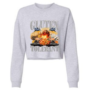 Gluten Tolerant Funny Sarcastic Gluten Tolerance Meme Humor Cropped Pullover Crew