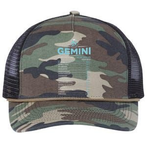 Gemini Traits Facts Horoscope Zodiac Astrological Sign Retro Rope Trucker Hat Cap