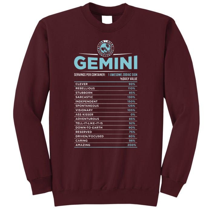 Gemini Traits Facts Horoscope Zodiac Astrological Sign Tall Sweatshirt