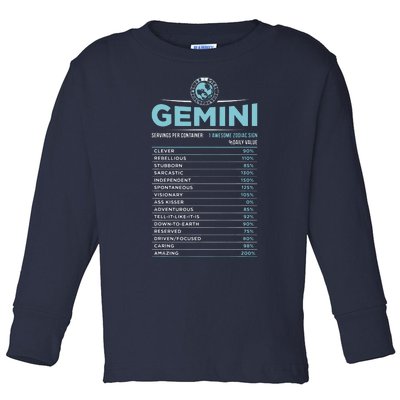 Gemini Traits Facts Horoscope Zodiac Astrological Sign Toddler Long Sleeve Shirt