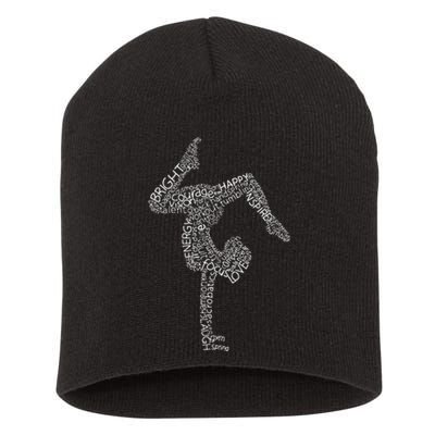 Gymnastics Typography Funny Gymnast Handstand Women Gift Short Acrylic Beanie