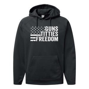 Guns Titties & Freedom Mens Funny Drinking Usa Flag Pullover Hoodie Performance Fleece Hoodie