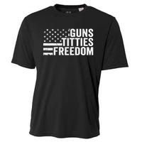 Guns Titties & Freedom Mens Funny Drinking Usa Flag Pullover Hoodie Cooling Performance Crew T-Shirt