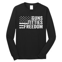 Guns Titties & Freedom Mens Funny Drinking Usa Flag Pullover Hoodie Long Sleeve Shirt