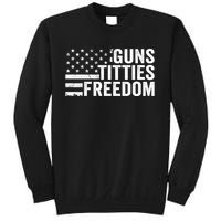 Guns Titties & Freedom Mens Funny Drinking Usa Flag Pullover Hoodie Sweatshirt