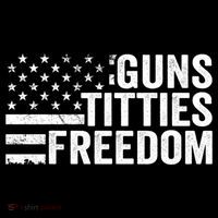 Guns Titties & Freedom Mens Funny Drinking Usa Flag Pullover Hoodie T-Shirt