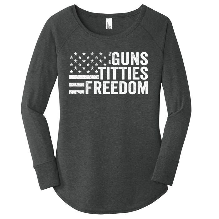 Guns Titties & Freedom Mens Funny Drinking Usa Flag Pullover Hoodie Women's Perfect Tri Tunic Long Sleeve Shirt