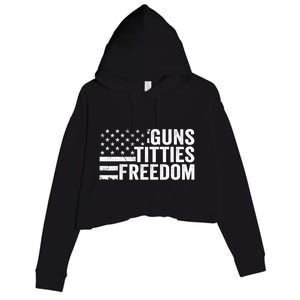 Guns Titties & Freedom Mens Funny Drinking Usa Flag Pullover Hoodie Crop Fleece Hoodie