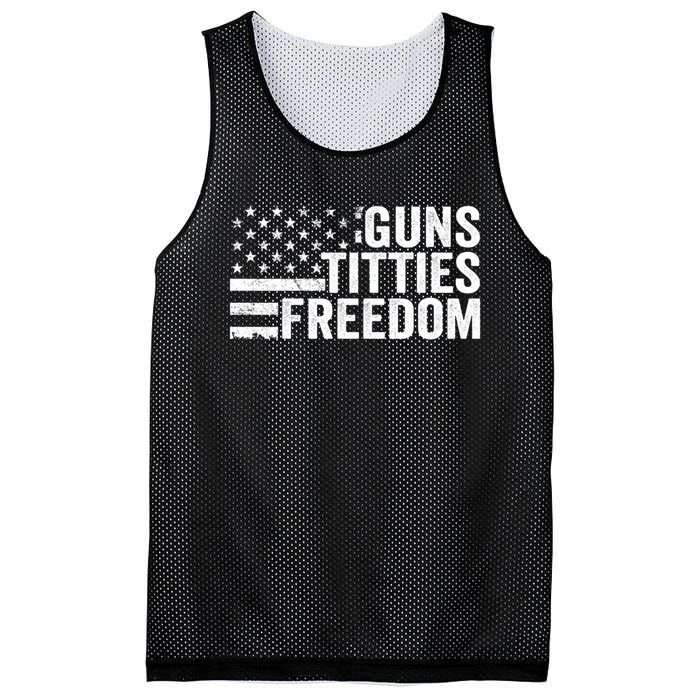 Guns Titties & Freedom Mens Funny Drinking Usa Flag Pullover Hoodie Mesh Reversible Basketball Jersey Tank