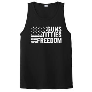 Guns Titties & Freedom Mens Funny Drinking Usa Flag Pullover Hoodie PosiCharge Competitor Tank