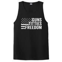 Guns Titties & Freedom Mens Funny Drinking Usa Flag Pullover Hoodie PosiCharge Competitor Tank