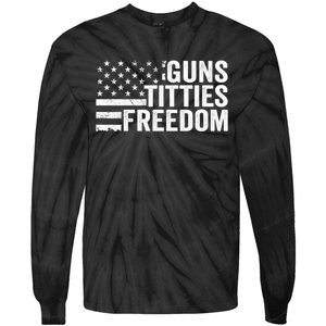 Guns Titties & Freedom Mens Funny Drinking Usa Flag Pullover Hoodie Tie-Dye Long Sleeve Shirt