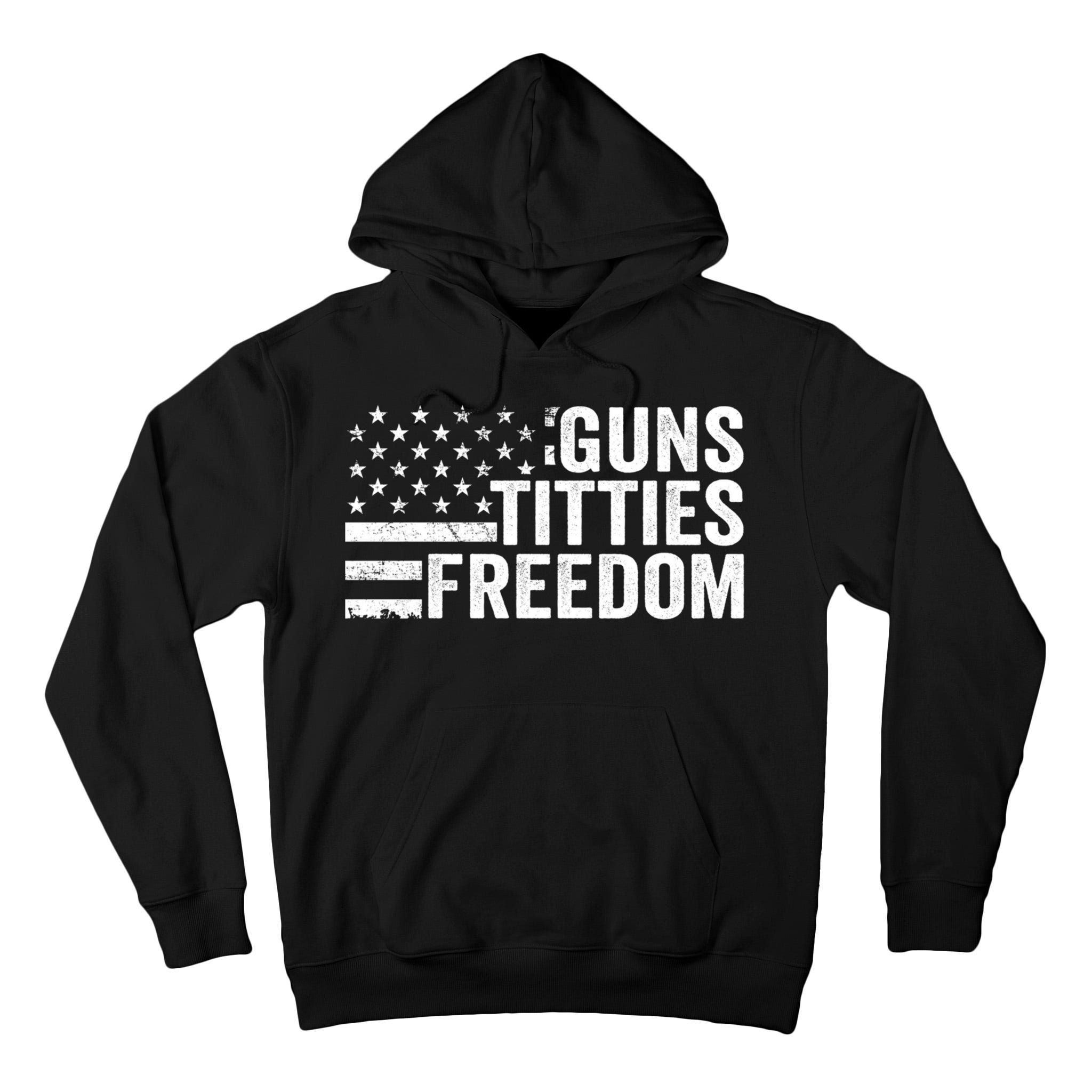 Guns Titties & Freedom Mens Funny Drinking Usa Flag Pullover Hoodie Tall Hoodie