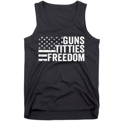 Guns Titties & Freedom Mens Funny Drinking Usa Flag Pullover Hoodie Tank Top