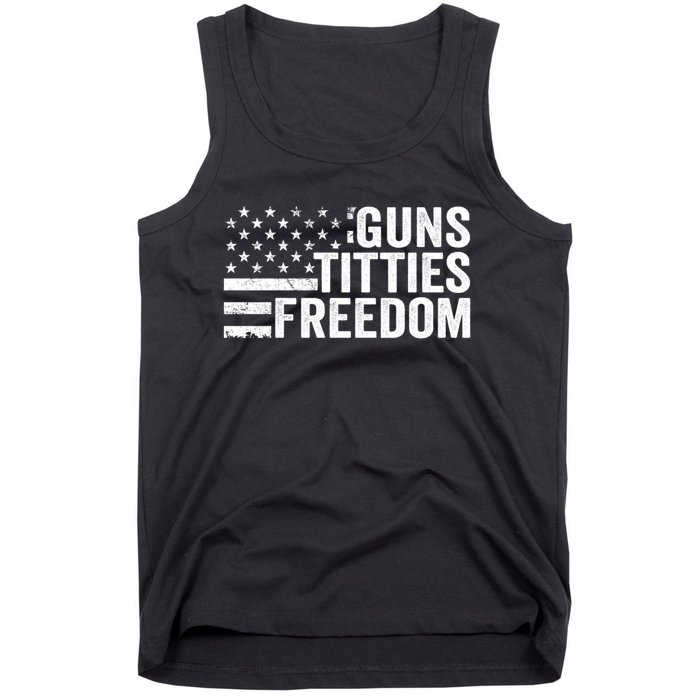 Guns Titties & Freedom Mens Funny Drinking Usa Flag Pullover Hoodie Tank Top