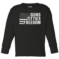 Guns Titties & Freedom Mens Funny Drinking Usa Flag Pullover Hoodie Toddler Long Sleeve Shirt