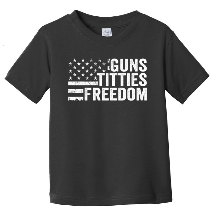 Guns Titties & Freedom Mens Funny Drinking Usa Flag Pullover Hoodie Toddler T-Shirt