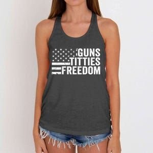 Guns Titties & Freedom Mens Funny Drinking Usa Flag Pullover Hoodie Women's Knotted Racerback Tank