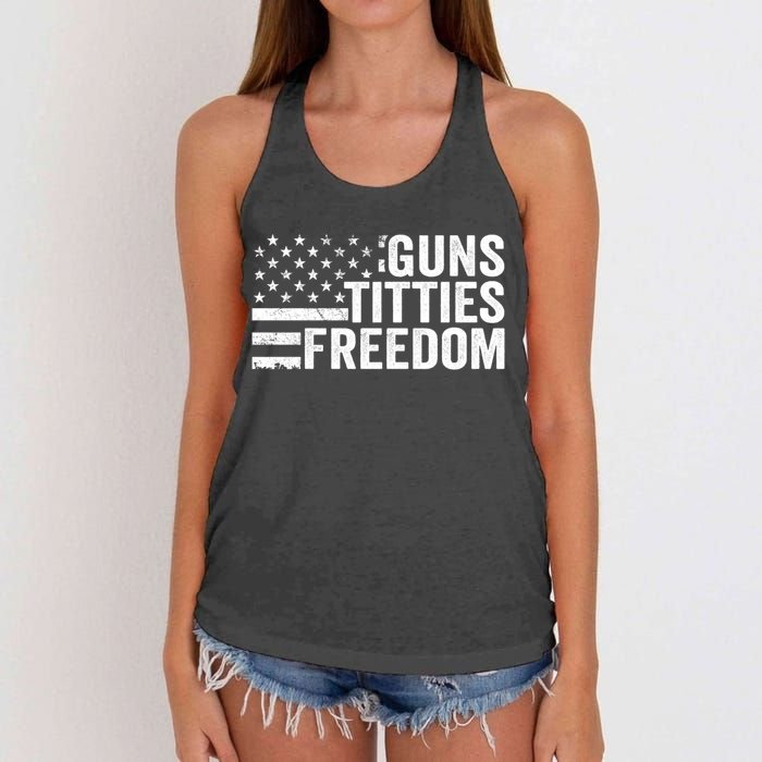 Guns Titties & Freedom Mens Funny Drinking Usa Flag Pullover Hoodie Women's Knotted Racerback Tank