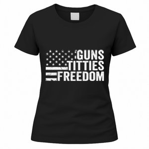 Guns Titties & Freedom Mens Funny Drinking Usa Flag Pullover Hoodie Women's T-Shirt