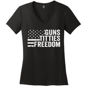 Guns Titties & Freedom Mens Funny Drinking Usa Flag Pullover Hoodie Women's V-Neck T-Shirt