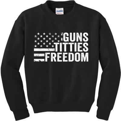 Guns Titties & Freedom Mens Funny Drinking Usa Flag Pullover Hoodie Kids Sweatshirt