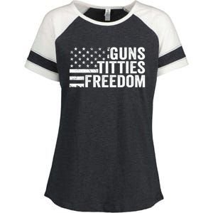 Guns Titties & Freedom Mens Funny Drinking Usa Flag Pullover Hoodie Enza Ladies Jersey Colorblock Tee