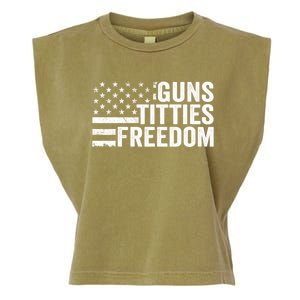 Guns Titties & Freedom Mens Funny Drinking Usa Flag Pullover Hoodie Garment-Dyed Women's Muscle Tee