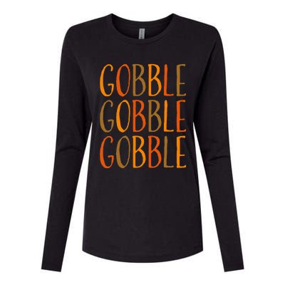 Gobble Thanksgiving Fall Womens Cotton Relaxed Long Sleeve T-Shirt