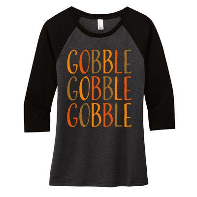 Gobble Thanksgiving Fall Women's Tri-Blend 3/4-Sleeve Raglan Shirt