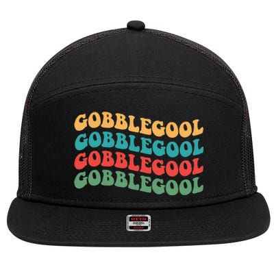 Gobblegool Turkey Funny Colorful Groovy Thanksgiving 7 Panel Mesh Trucker Snapback Hat