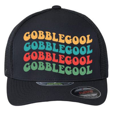 Gobblegool Turkey Funny Colorful Groovy Thanksgiving Flexfit Unipanel Trucker Cap