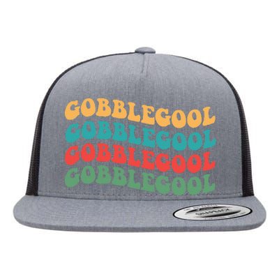 Gobblegool Turkey Funny Colorful Groovy Thanksgiving Flat Bill Trucker Hat