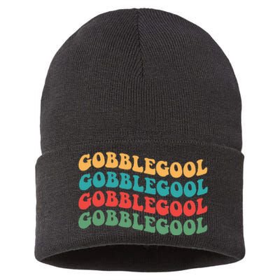 Gobblegool Turkey Funny Colorful Groovy Thanksgiving Sustainable Knit Beanie