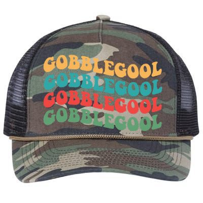 Gobblegool Turkey Funny Colorful Groovy Thanksgiving Retro Rope Trucker Hat Cap