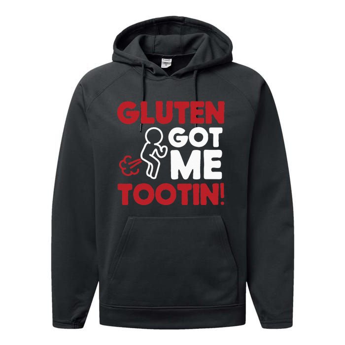 Gluten Tootin Funny Gluten Free Joke Design Gluten Jokes Performance Fleece Hoodie