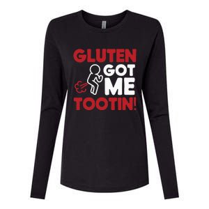 Gluten Tootin Funny Gluten Free Joke Design Gluten Jokes Womens Cotton Relaxed Long Sleeve T-Shirt