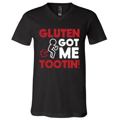 Gluten Tootin Funny Gluten Free Joke Design Gluten Jokes V-Neck T-Shirt