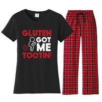 Gluten Tootin Funny Gluten Free Joke Design Gluten Jokes Women's Flannel Pajama Set