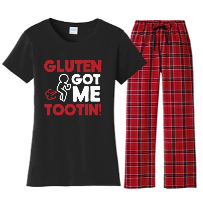 Gluten Tootin Funny Gluten Free Joke Design Gluten Jokes Women's Flannel Pajama Set