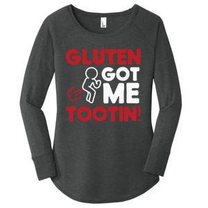 Gluten Tootin Funny Gluten Free Joke Design Gluten Jokes Women's Perfect Tri Tunic Long Sleeve Shirt