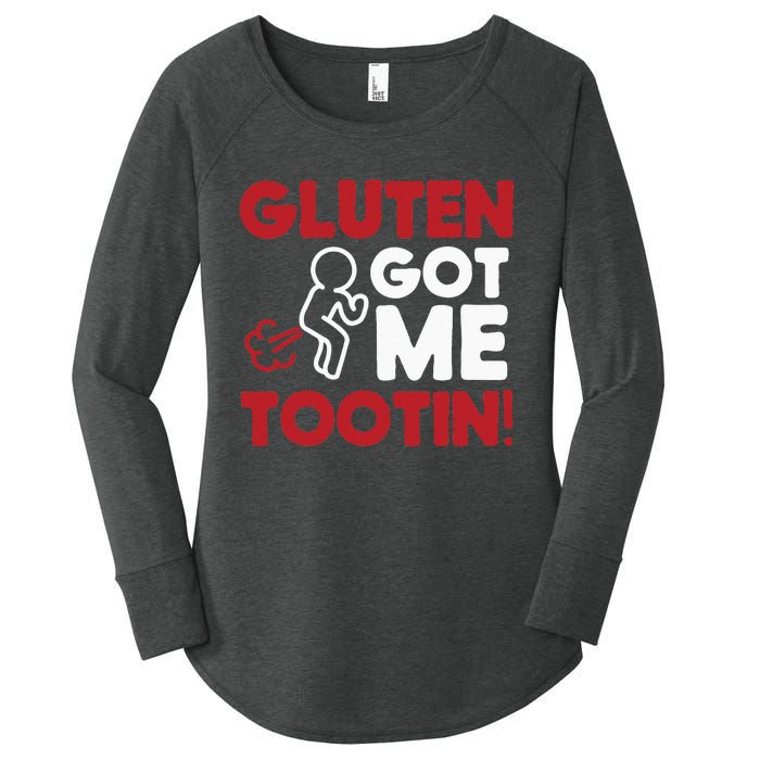 Gluten Tootin Funny Gluten Free Joke Design Gluten Jokes Women's Perfect Tri Tunic Long Sleeve Shirt