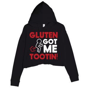 Gluten Tootin Funny Gluten Free Joke Design Gluten Jokes Crop Fleece Hoodie