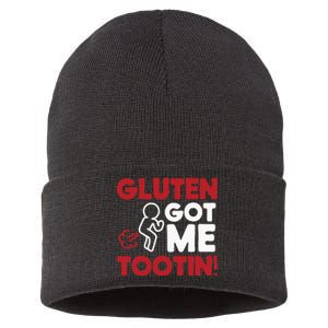 Gluten Tootin Funny Gluten Free Joke Design Gluten Jokes Sustainable Knit Beanie