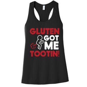 Gluten Tootin Funny Gluten Free Joke Design Gluten Jokes Women's Racerback Tank