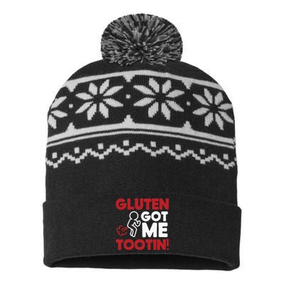 Gluten Tootin Funny Gluten Free Joke Design Gluten Jokes USA-Made Snowflake Beanie