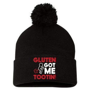 Gluten Tootin Funny Gluten Free Joke Design Gluten Jokes Pom Pom 12in Knit Beanie