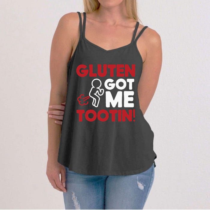 Gluten Tootin Funny Gluten Free Joke Design Gluten Jokes Women's Strappy Tank