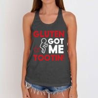 Gluten Tootin Funny Gluten Free Joke Design Gluten Jokes Women's Knotted Racerback Tank